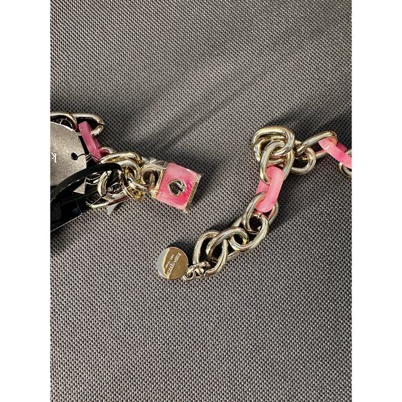 Kate Spade New York Lock & Spade Chain Link Belt - Pink and Silver, Large NEW - Picture 5 of 5